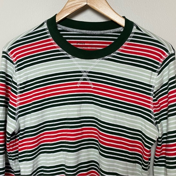 *SOLD* Pact Green & Red Striped Crewneck Long Sleeve Tee Women’s Small Organic - Picture 3 of 6